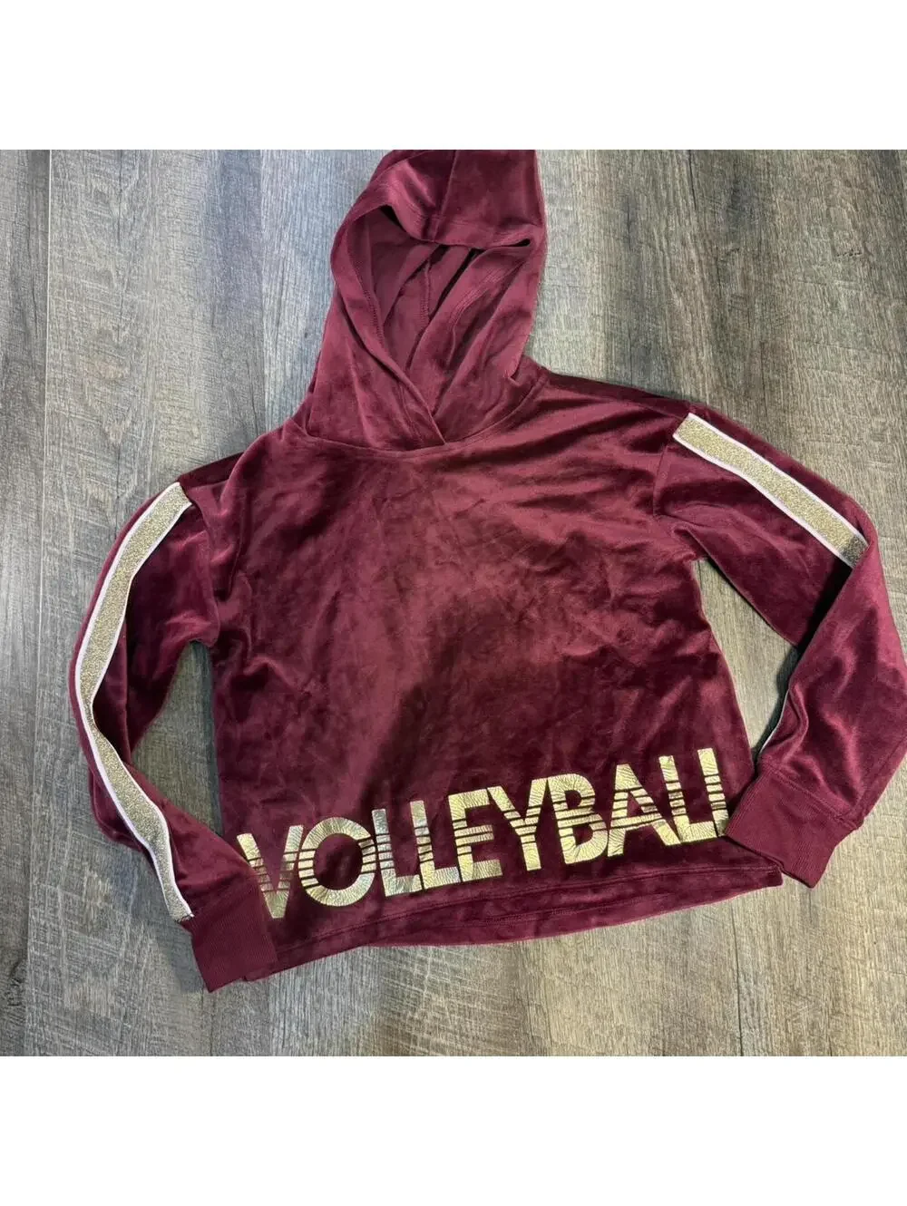 Justice Active burgundy velour hoodie
